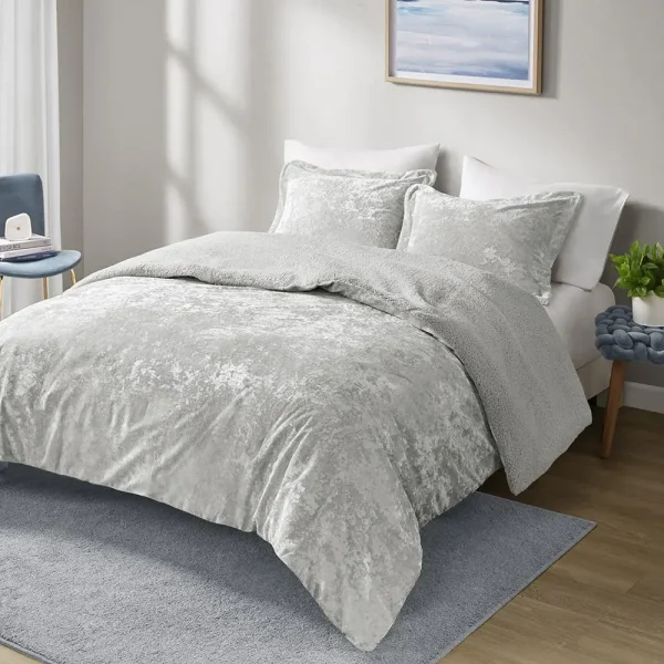 Mira Crushed Velvet Sherpa Reversible Comforter Set