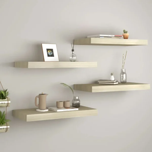 vidaXL Floating Wall Shelves 4 pcs Oak 19.7"x9.1"x1.5" MDF